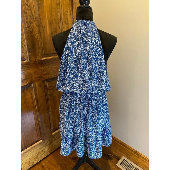 Halter Neckline Dress Plus Size XL Silky Feel Patterened Ruffle Hem Flirty Sexy - Picture 7 of 10